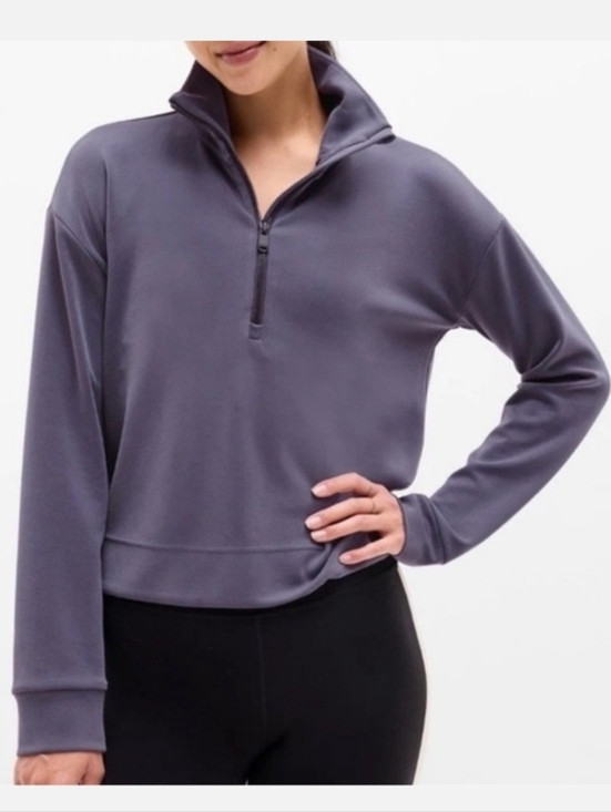 Athleta Tops - Athleta Seasoft Quarter Zip Purple 1/4 Crop Boxy Pullover